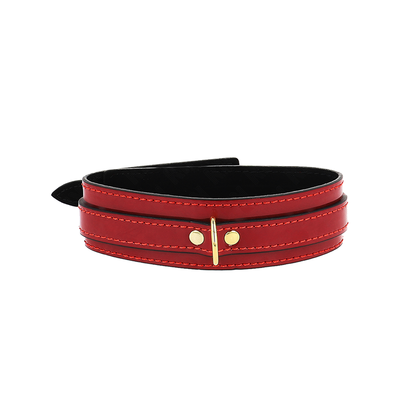 Collar Ajustable Rojo Vino Detalles Dorados 29-42.5 Cm X 4 Cm