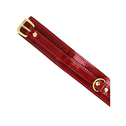 Collar Ajustable Rojo Vino Detalles Dorados 29-42.5 Cm X 4 Cm