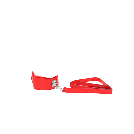Collar Con Correa 116 Cm Con Tachuelas Plateadas Modelo 4 Rojo Ajustable 40-48 Cm X 6 Cm