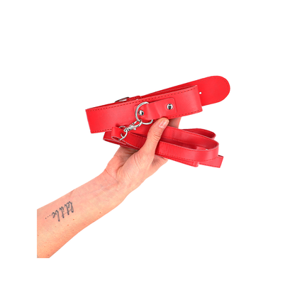 Collar Con Correa 116 Cm Fino Rojo Ajustable 32-50 Cm X 8 Cm