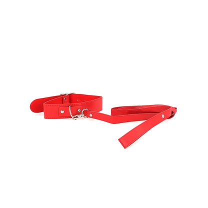 Collar Con Correa 116 Cm Fino Rojo Ajustable 32-50 Cm X 8 Cm