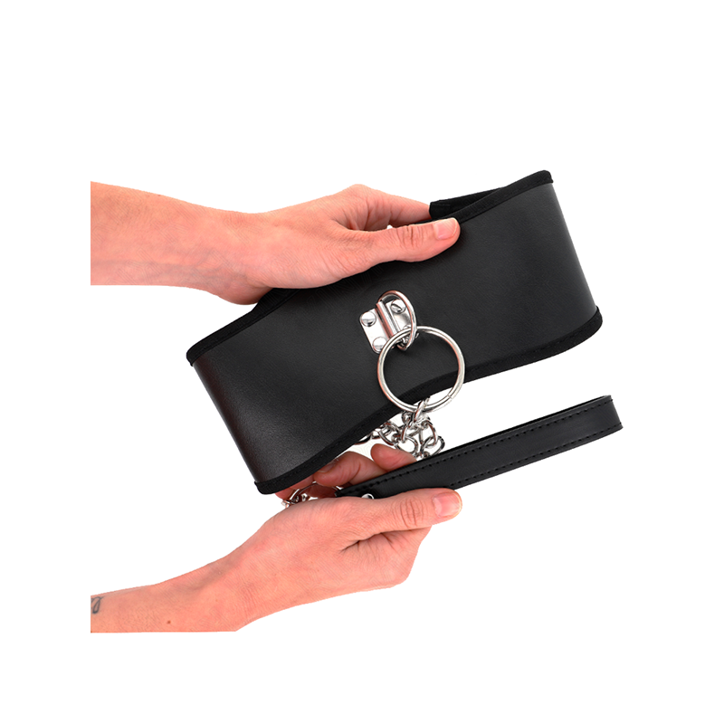 Collar Con Correa 65 Cm Ancho Negro Ajustable 40-55 Cm X 10 Cm