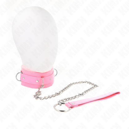 Collar Con Correa 65 Cm Con Restricciones Rosa Ajustable 36-42 Cm X 5.5 Cm