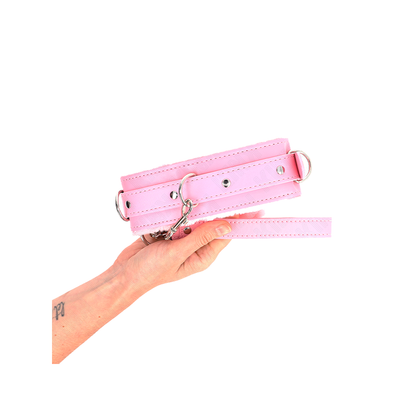 Collar Con Correa 65 Cm Con Restricciones Rosa Ajustable 36-42 Cm X 5.5 Cm
