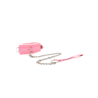 Collar Con Correa 65 Cm Con Restricciones Rosa Ajustable 36-42 Cm X 5.5 Cm