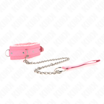 Collar Con Correa 65 Cm Con Restricciones Rosa Ajustable 36-42 Cm X 5.5 Cm