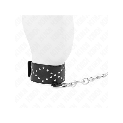 Collar Con Correa 65 Cm Con Tachuelas Plateadas Modelo 3 Ajustable 36-43 Cm X 5 Cm