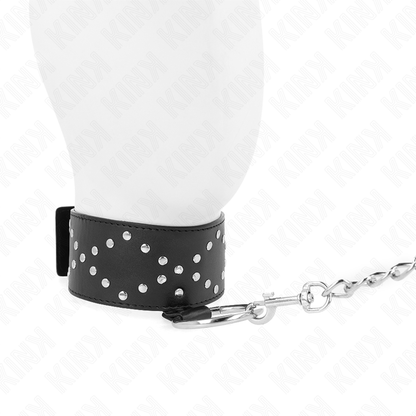Collar Con Correa 65 Cm Con Tachuelas Plateadas Modelo 3 Ajustable 36-43 Cm X 5 Cm
