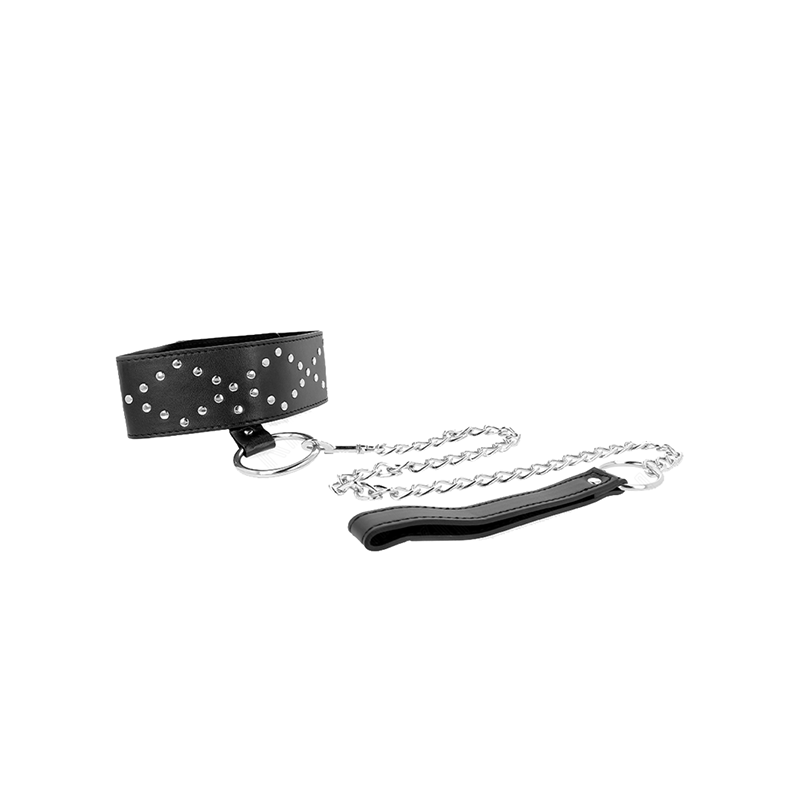 Collar Con Correa 65 Cm Con Tachuelas Plateadas Modelo 3 Ajustable 36-43 Cm X 5 Cm