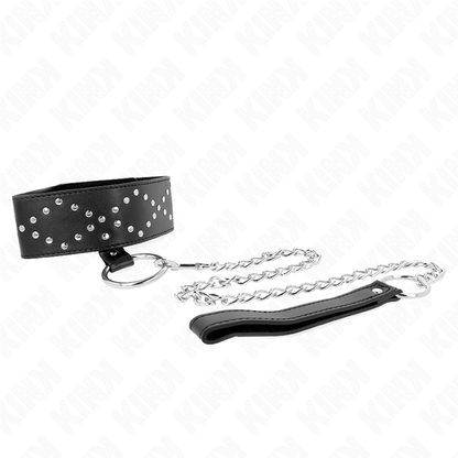Collar Con Correa 65 Cm Con Tachuelas Plateadas Modelo 3 Ajustable 36-43 Cm X 5 Cm