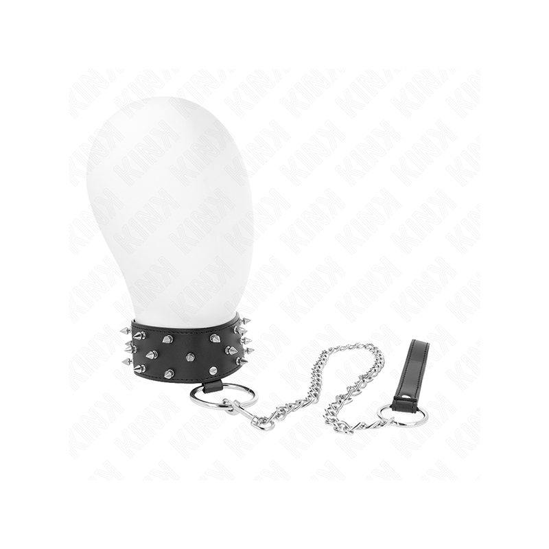 Collar Con Correa 65 Cm Con Tachuelas Plateadas Modelo 5 Ajustable 36-43 Cm X 5 Cm