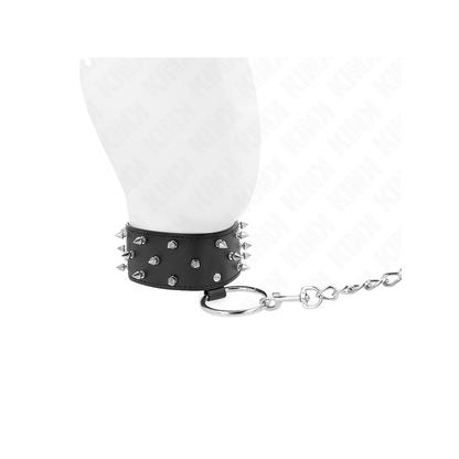 Collar Con Correa 65 Cm Con Tachuelas Plateadas Modelo 5 Ajustable 36-43 Cm X 5 Cm