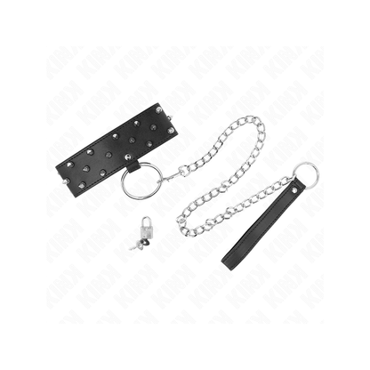 Collar Con Correa 65 Cm Con Tachuelas Plateadas Modelo 5 Ajustable 36-43 Cm X 5 Cm
