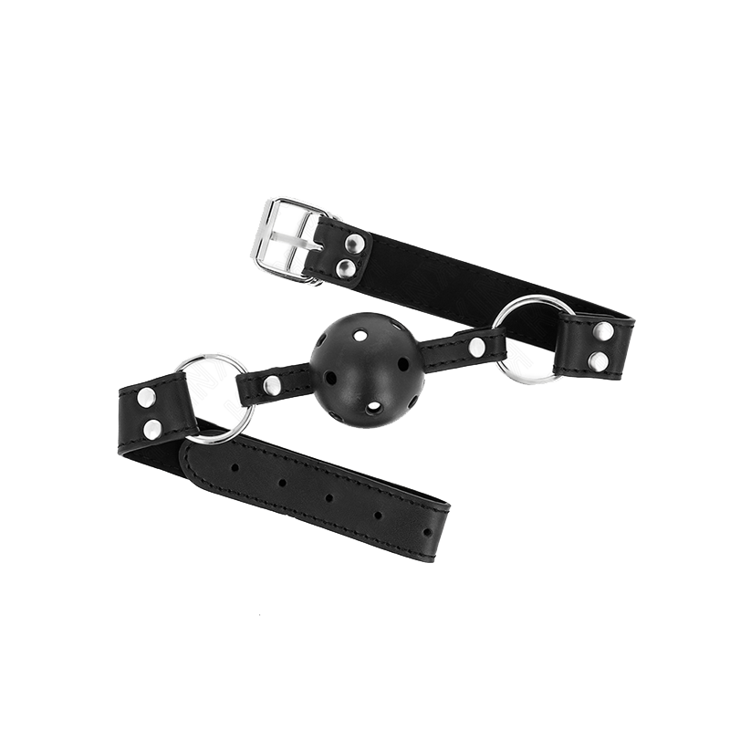 Mordaza De Bola 4 Cm Transpirable Con Doble Remache Modelo 1 Negro 62 X 2.5 Cm Ajustable 42-58 Cm