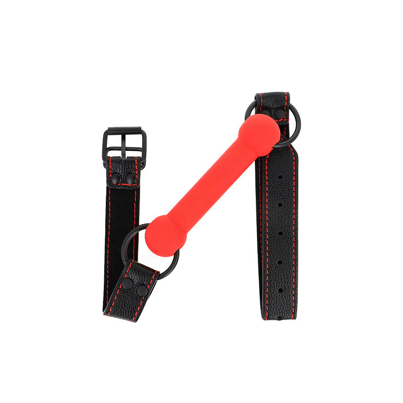 Mordaza Forma De Hueso Con Correa Polipiel Rojo Ajustable 41-57 Cm