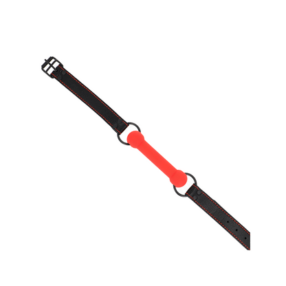 Mordaza Forma De Hueso Con Correa Polipiel Rojo Ajustable 41-57 Cm