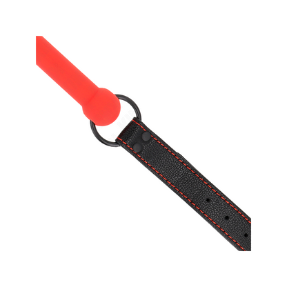 Mordaza Forma De Hueso Con Correa Polipiel Rojo Ajustable 41-57 Cm
