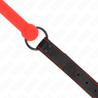 Mordaza Forma De Hueso Con Correa Polipiel Rojo Ajustable 41-57 Cm