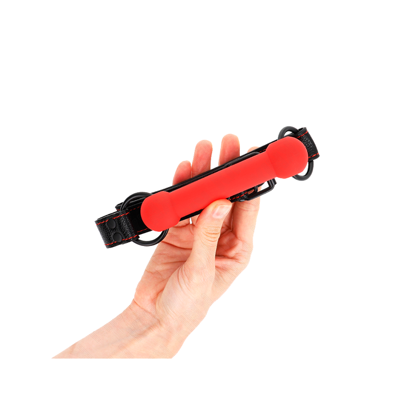 Mordaza Forma De Hueso Con Correa Polipiel Rojo Ajustable 41-57 Cm