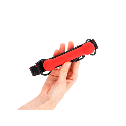 Mordaza Forma De Hueso Con Correa Polipiel Rojo Ajustable 41-57 Cm