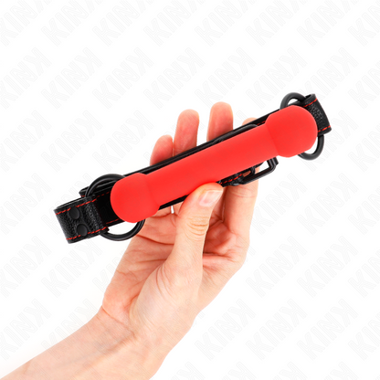 Mordaza Forma De Hueso Con Correa Polipiel Rojo Ajustable 41-57 Cm
