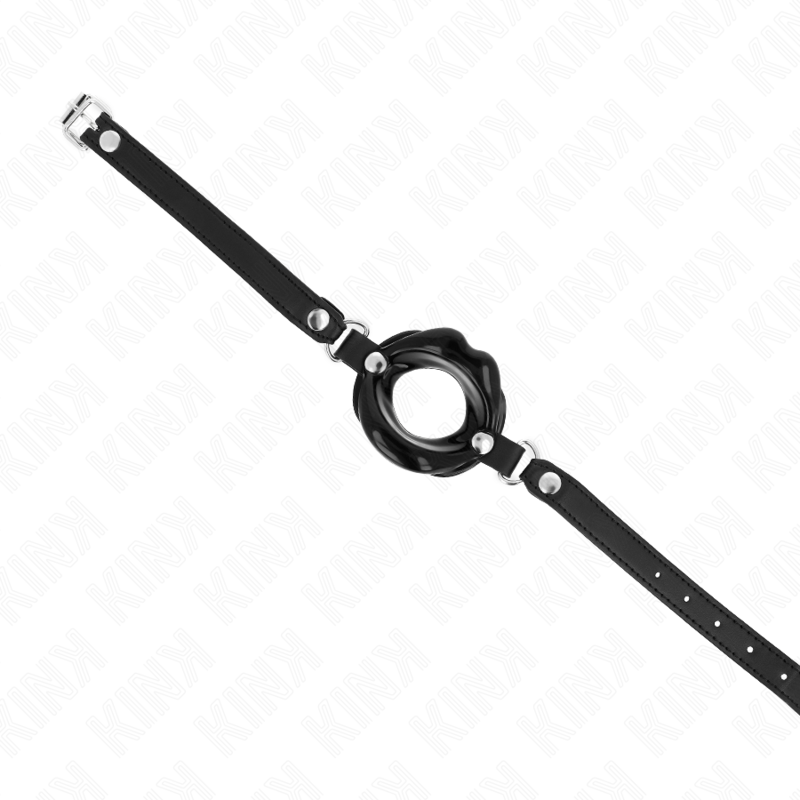 Mordaza Labial 8 Cm Con Correa De Polipiel Negro 63 X 2 Cm Ajustable 39-58 Cm