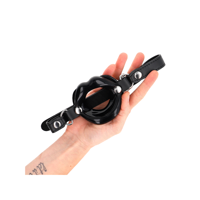 Mordaza Labial 8 Cm Con Correa De Polipiel Negro 63 X 2 Cm Ajustable 39-58 Cm