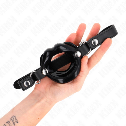 Mordaza Labial 8 Cm Con Correa De Polipiel Negro 63 X 2 Cm Ajustable 39-58 Cm