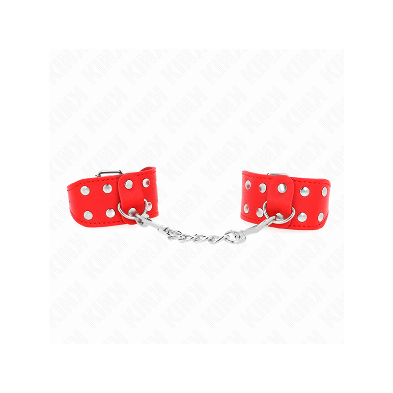 Muñequeras Con Doble Línea De Tachuelas Ajustable Rojo