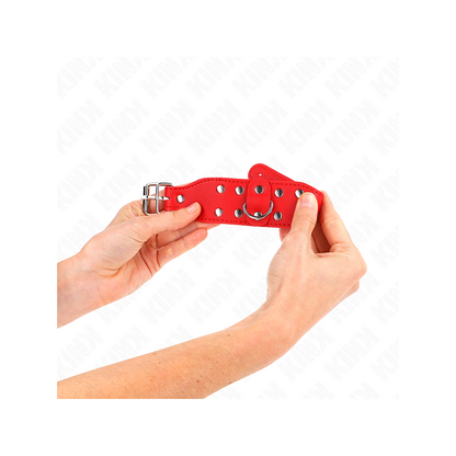 Muñequeras Con Doble Línea De Tachuelas Ajustable Rojo