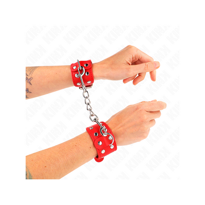 Muñequeras Con Doble Línea De Tachuelas Ajustable Rojo