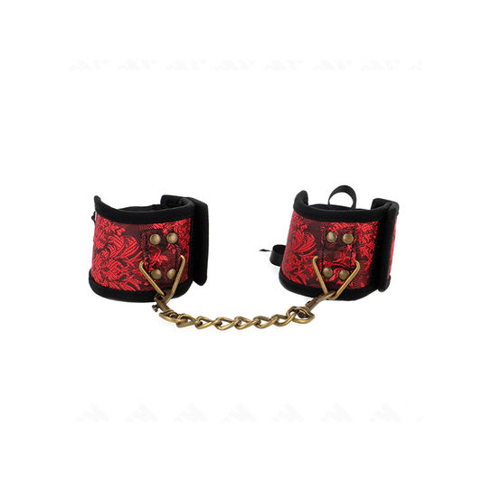 Muñequeras Diseño Escándalo Rojo-Negro Detalle Lazo 24.5 Cm X 6.5 Cm