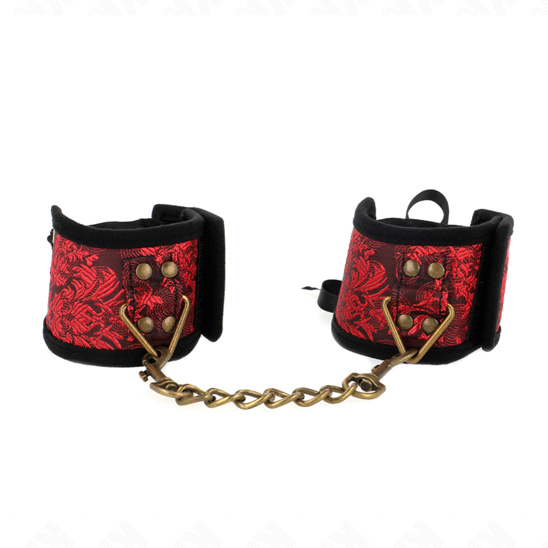 Muñequeras Diseño Escándalo Rojo-Negro Detalle Lazo 24.5 Cm X 6.5 Cm