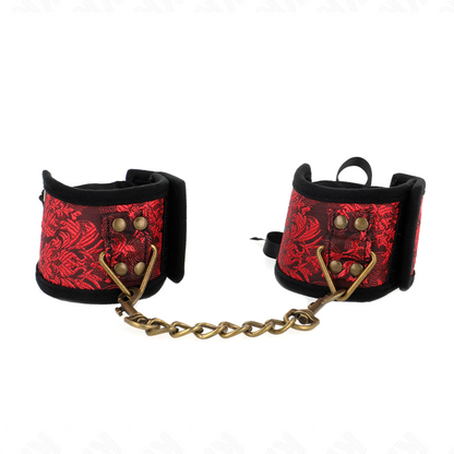 Muñequeras Diseño Escándalo Rojo-Negro Detalle Lazo 24.5 Cm X 6.5 Cm
