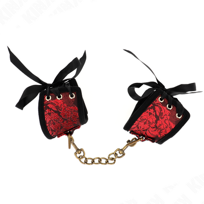 Muñequeras Diseño Escándalo Rojo-Negro Detalle Lazo 24.5 Cm X 6.5 Cm