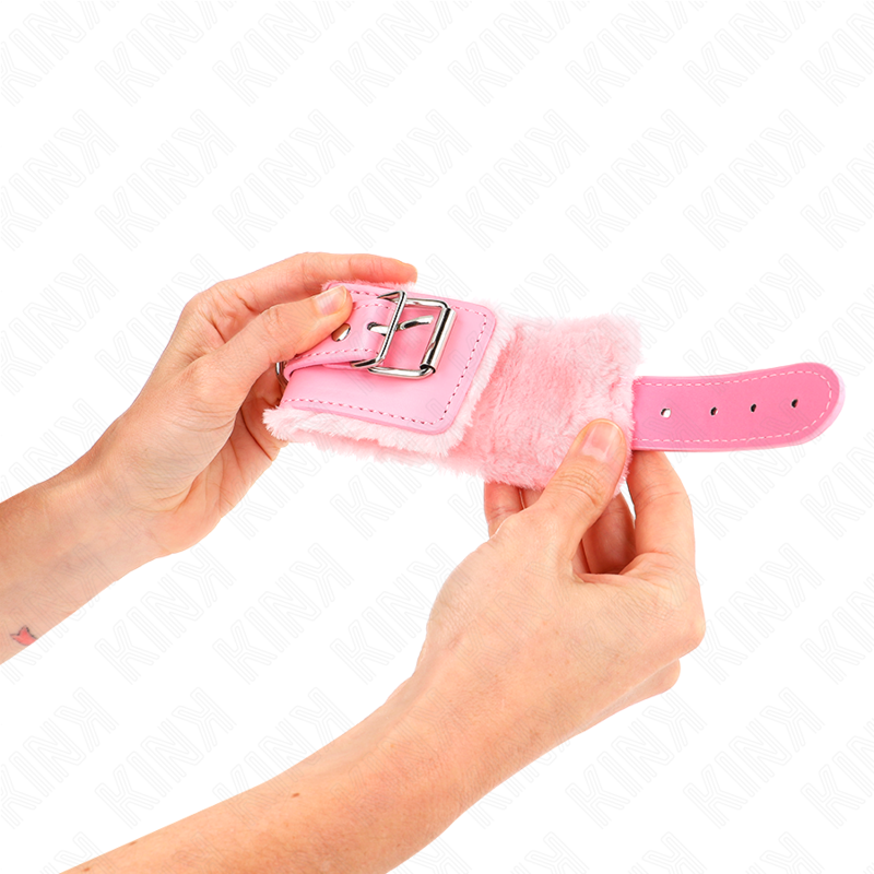 Muñequeras Forradas Rosa Con Correa Rosa Ajustable 20-29 Cm X 5.5 Cm