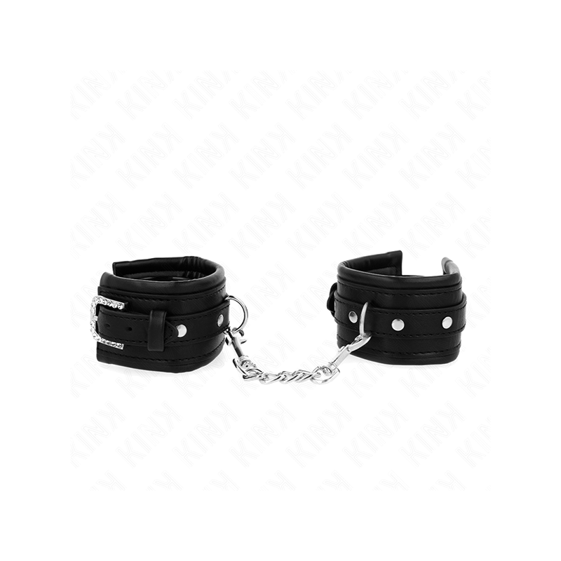 Muñequeras Negro Con Hebilla De Diamantes De Imitación Ajustable 25-32 Cm X 5.5 Cm
