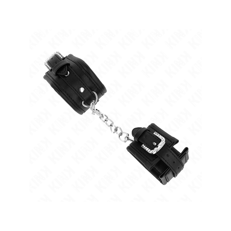 Muñequeras Negro Con Hebilla De Diamantes De Imitación Ajustable 25-32 Cm X 5.5 Cm