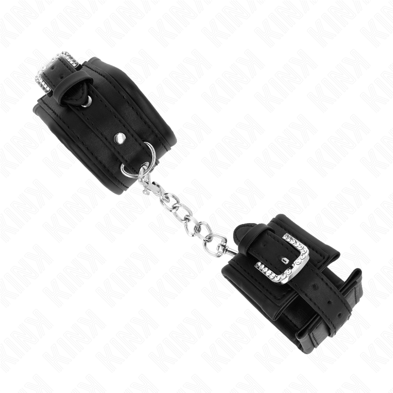 Muñequeras Negro Con Hebilla De Diamantes De Imitación Ajustable 25-32 Cm X 5.5 Cm