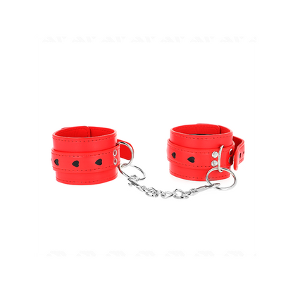 Muñequeras Rojo Con Incrustación De Corazón Negro Ajustable 21-28 Cm X 5.5 Cm