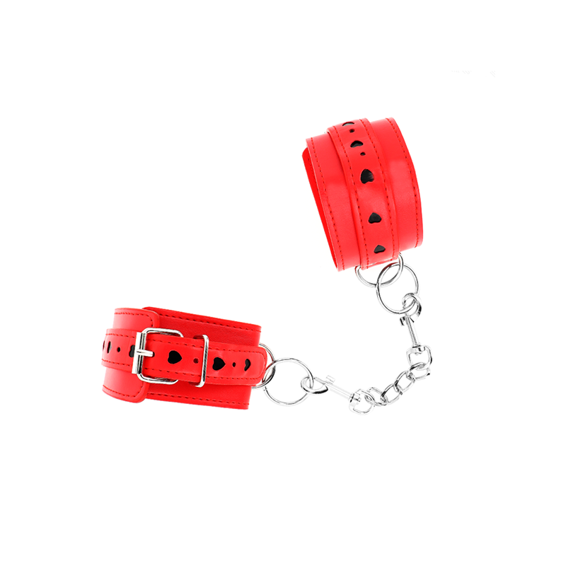 Muñequeras Rojo Con Incrustación De Corazón Negro Ajustable 21-28 Cm X 5.5 Cm