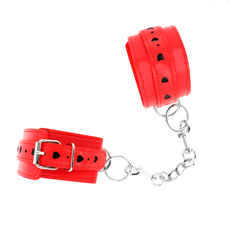 Muñequeras Rojo Con Incrustación De Corazón Negro Ajustable 21-28 Cm X 5.5 Cm