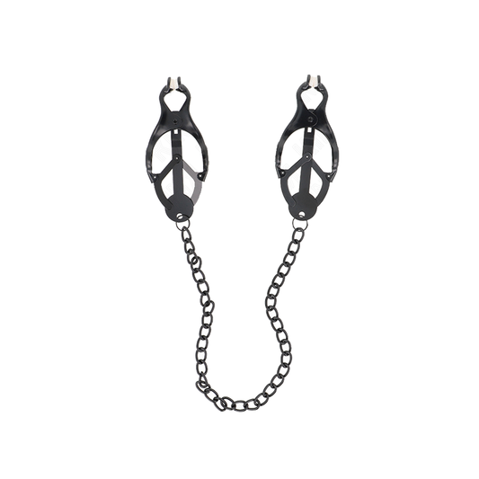 Pinzas Para Pezones Estilo Japonés Con Cadena Negro 30 Cm