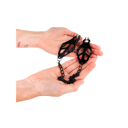 Pinzas Para Pezones Estilo Japonés Con Cadena Negro 30 Cm