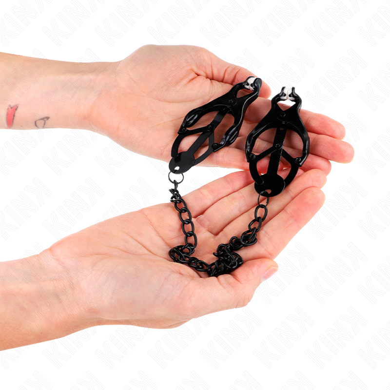 Pinzas Para Pezones Estilo Japonés Con Cadena Negro 30 Cm