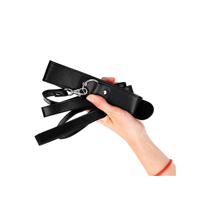 Collar Con Correa 116 Cm Fino Negro Ajustable 32-50 Cm X 8 Cm