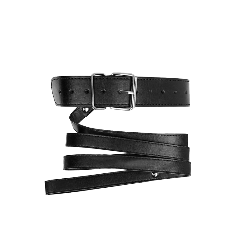 Collar Con Correa 116 Cm Fino Negro Ajustable 32-50 Cm X 8 Cm