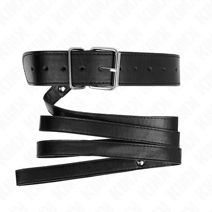 Collar Con Correa 116 Cm Fino Negro Ajustable 32-50 Cm X 8 Cm
