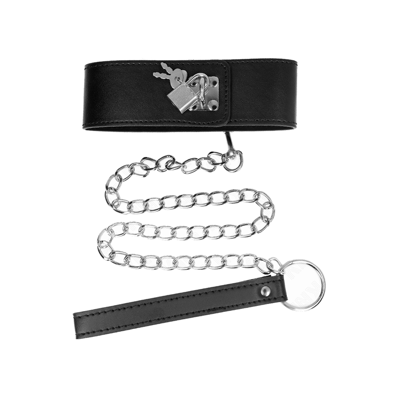 Collar Con Correa 65 Cm Ancho Negro Ajustable 33.5-41 Cm X 5 Cm