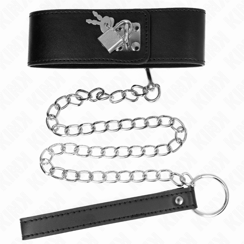 Collar Con Correa 65 Cm Ancho Negro Ajustable 33.5-41 Cm X 5 Cm